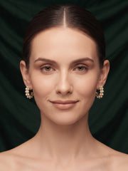 Gold Plated Stylish Pearls Beaded Hoops