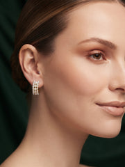 Gold Plated Stylish Pearls Beaded Hoops