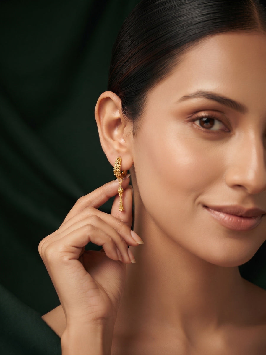 Gold Plated Stylish Fancy Mini Hoops
