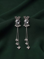 Silver Plated Oxidized With Beaded Traditional Earrings