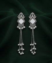 Silver Plated Oxidized Fancy Drop Earrings