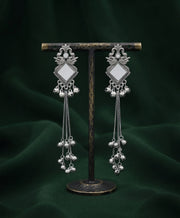 Silver Plated Oxidized Fancy Drop Earrings