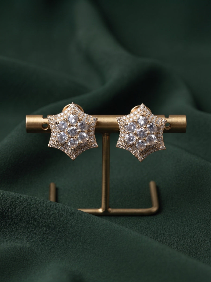 Gold Plated Stylish Fancy Diamon Beaded Studs