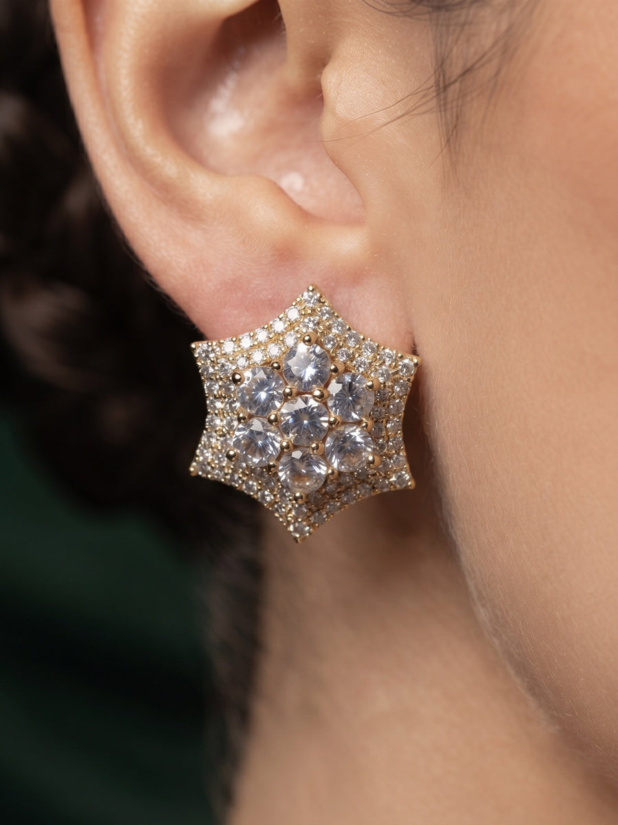 Gold Plated Stylish Fancy Diamon Beaded Studs