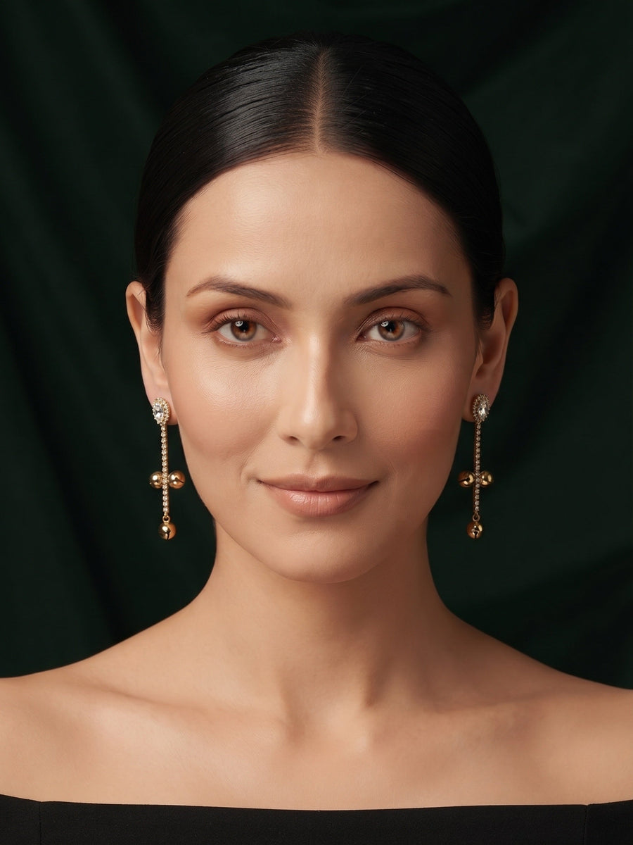 Gold Plated Stylish Korean Drop Earrings
