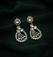Gold Plated Stylish Fancy Stone Drop Earrings