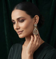 Gold Plated Stylish Fancy Stone Drop Earrings