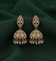 Gold Plated Stylish Fancy Stone Jhumkas