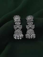 Silver Plated Oxidized Fancy Jhumka Earrings