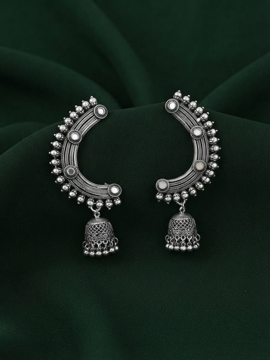 Silver Plated Oxidized Ethnic Design Ear Cuff