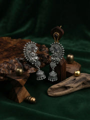 Silver Plated Oxidized Ethnic Design Ear Cuff