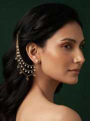 Gold-Plated Artificial Ghungroo Beaded Spherical Ear Chain