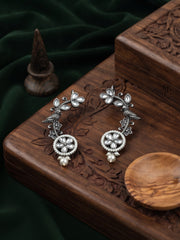 Silver Plated Oxidized Ethnic Design Ear Cuff