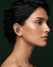 Silver Plated Oxidized Ethnic Design Ear Cuff