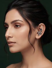 Silver Plated Oxidized Ethnic Design Ear Cuff