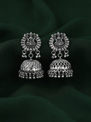 Silver Plated Oxidized Fancy Drop Earrings