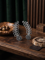 Silver Plated Oxidized Ethnic Design Ear Cuff