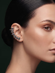 Silver Plated Oxidized Ethnic Design Ear Cuff