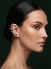 Silver Plated Oxidized Ethnic Design Ear Cuff