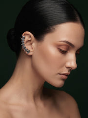 Silver Plated Oxidized Ethnic Design Ear Cuff