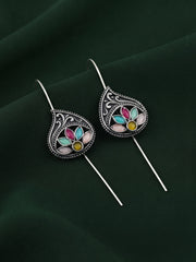 Silver Plated Oxidized Ethnic Design Ear Cuff