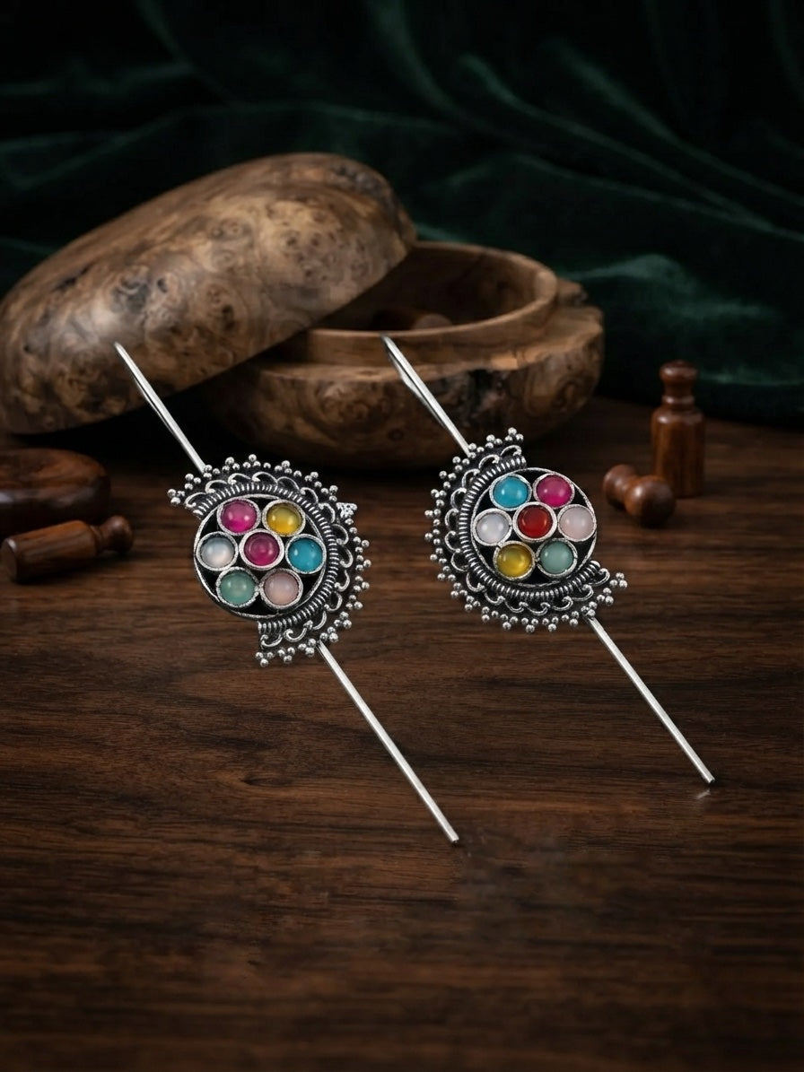 Silver Plated Oxidized Ethnic Design Ear Cuff