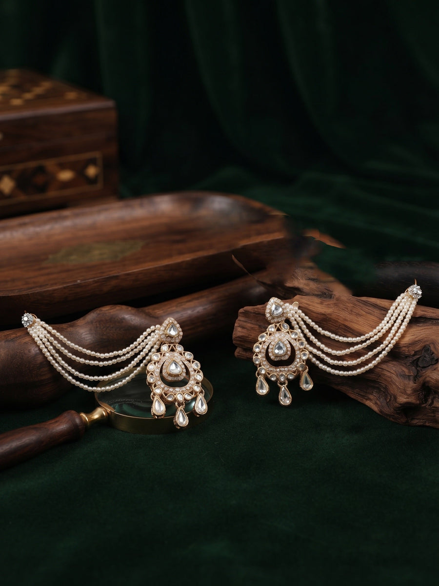 Gold Plated Classic Layered Pearl Earchain