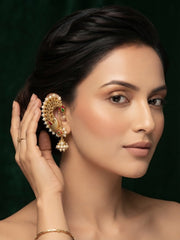 Gold Plated Peacock Ethnic Design Ear Cuff with chain