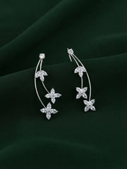 Silver Plated Oxidized Flower Design Ear Cuff