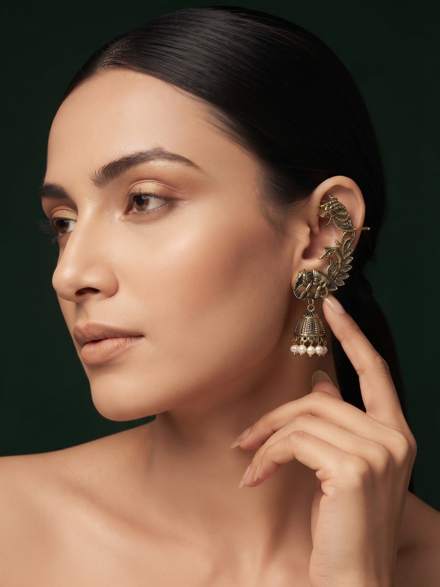 Gold Plated Pearls Beaded Ear Cuff
