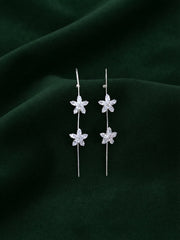 Gold Toned Oxidized Ear Cuff Chain Earrings