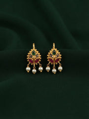 Gold Toned Pearls Beaded Drop Ear Cuff