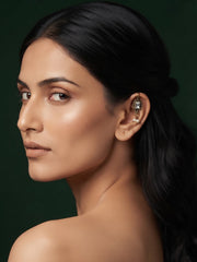Gold Toned Kundan Studded Pearl Drop Ear Cuff Earrings