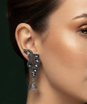 Silver Plated Oxidized Fancy Drop Earrings