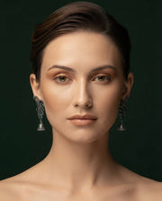 Silver Plated Oxidized Fancy Drop Earrings