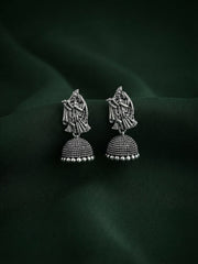Silver Plated Oxidized Fancy Drop Earrings