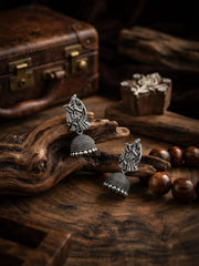 Silver Plated Oxidized Fancy Drop Earrings