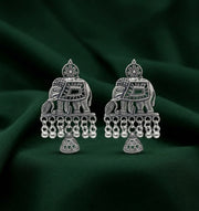 Silver Plated Oxidized Tassels Drop Earrings