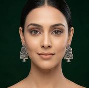 Silver Plated Oxidized Tassels Drop Earrings