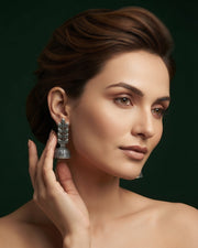 Silver Plated Oxidized Tassels Drop Earrings