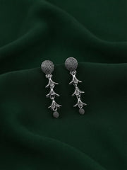 Silver Plated Oxidized Tassels Drop Earrings