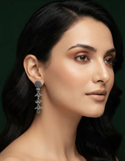 Silver Plated Oxidized Tassels Drop Earrings