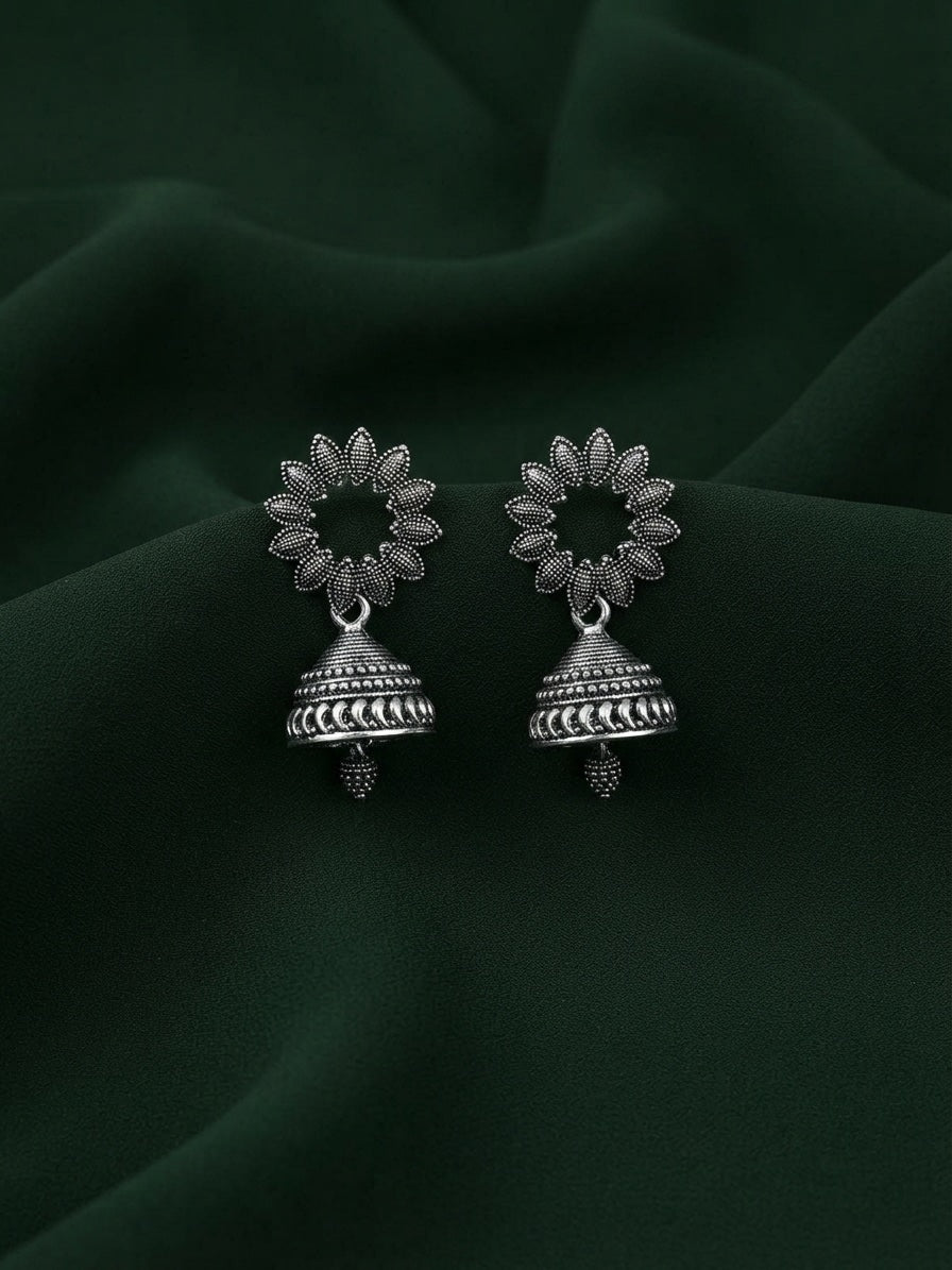 Silver Plated Oxidized Jhumka