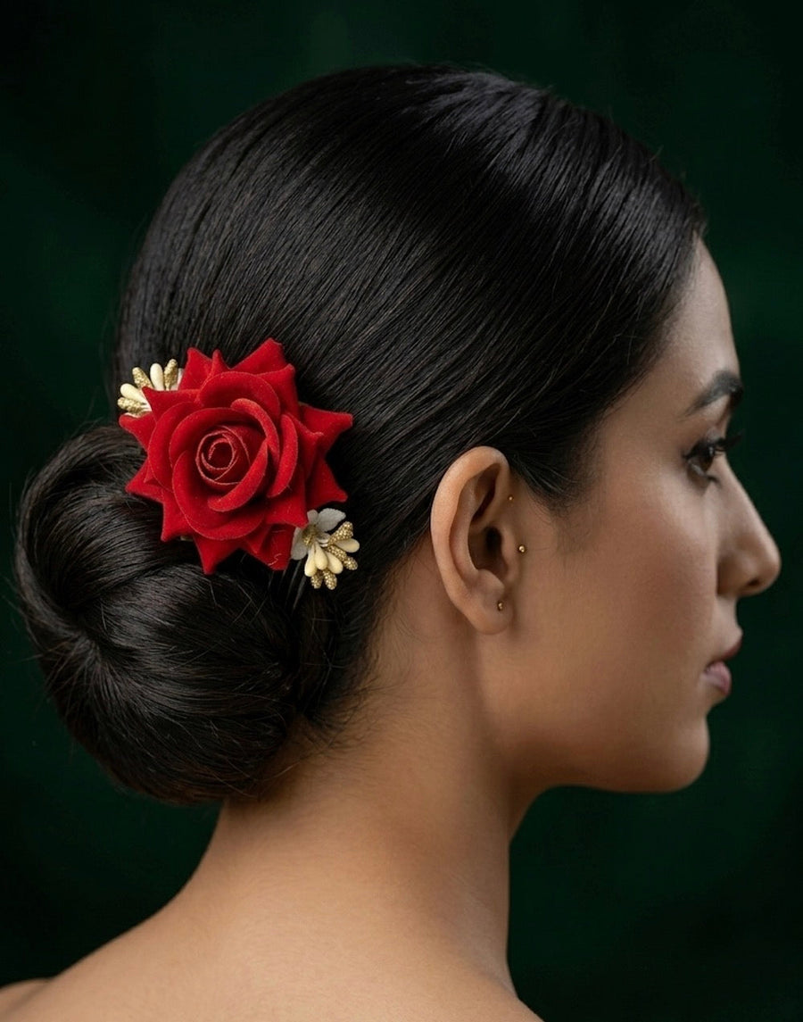 Women Fancy Rose Hair Comb Juda Pin