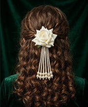 Floral Shaped With Pearls Tassels Hair Accessory