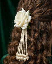 Floral Shaped With Pearls Tassels Hair Accessory