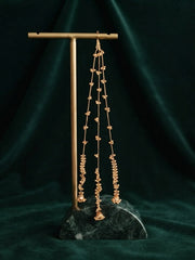 Women Gold-Toned Long Hair Chain Accessory with Tassel Detailing