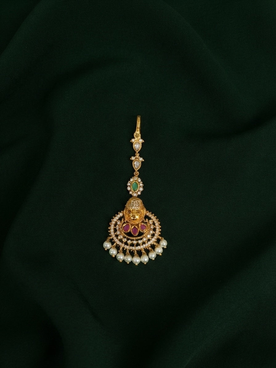 Gold Plated Artificial Beaded Maang Tikka Head Jewellery