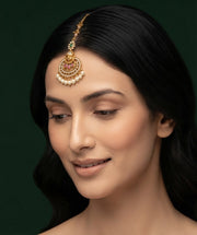 Gold Plated Artificial Beaded Maang Tikka Head Jewellery