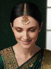 Gold Plated Artificial Beaded Maang Tikka Head Jewellery